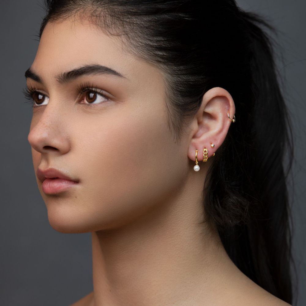 14k yellow gold pearl and link chain & hoop earring jewelry manufacturer